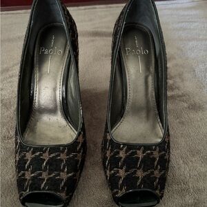 Houndstooth Wedged Heels, Pre-owned